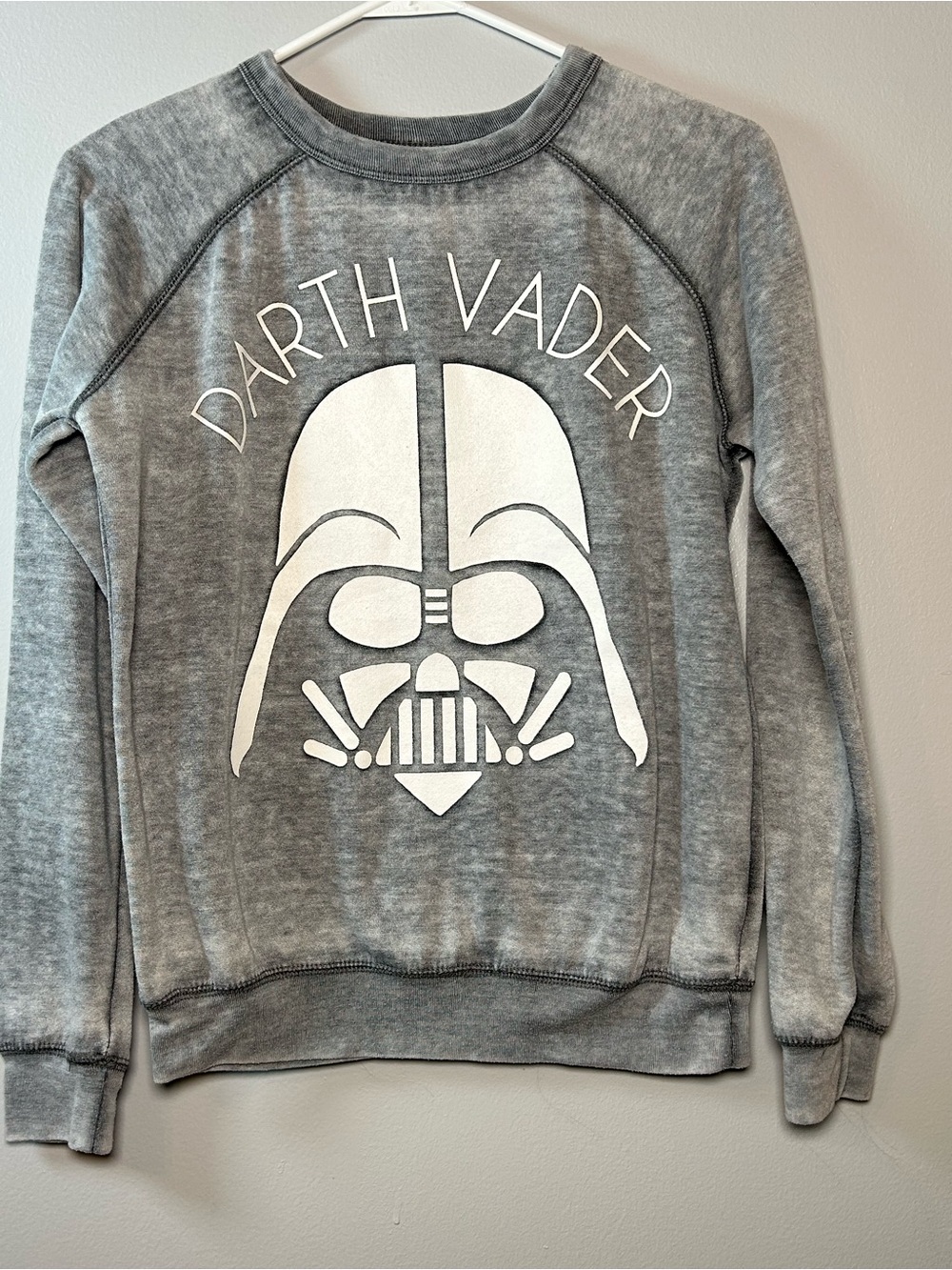 Darth Vader Grey Vtg Wash Graphic Sweatshirt - Star Wars Unisex Size Small
